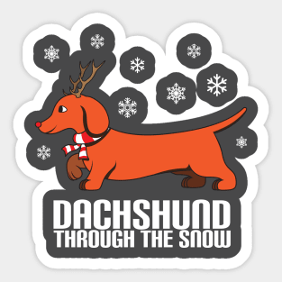 Dachshund Through The Snow TShirt - Ugly Christmas Funny Sticker